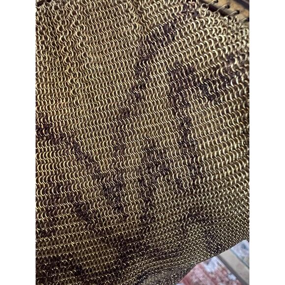 Vintage Gold Link Mesh Purse, Dresden German, Kissing Clasp, Metal Frame - Picture 8 of 10